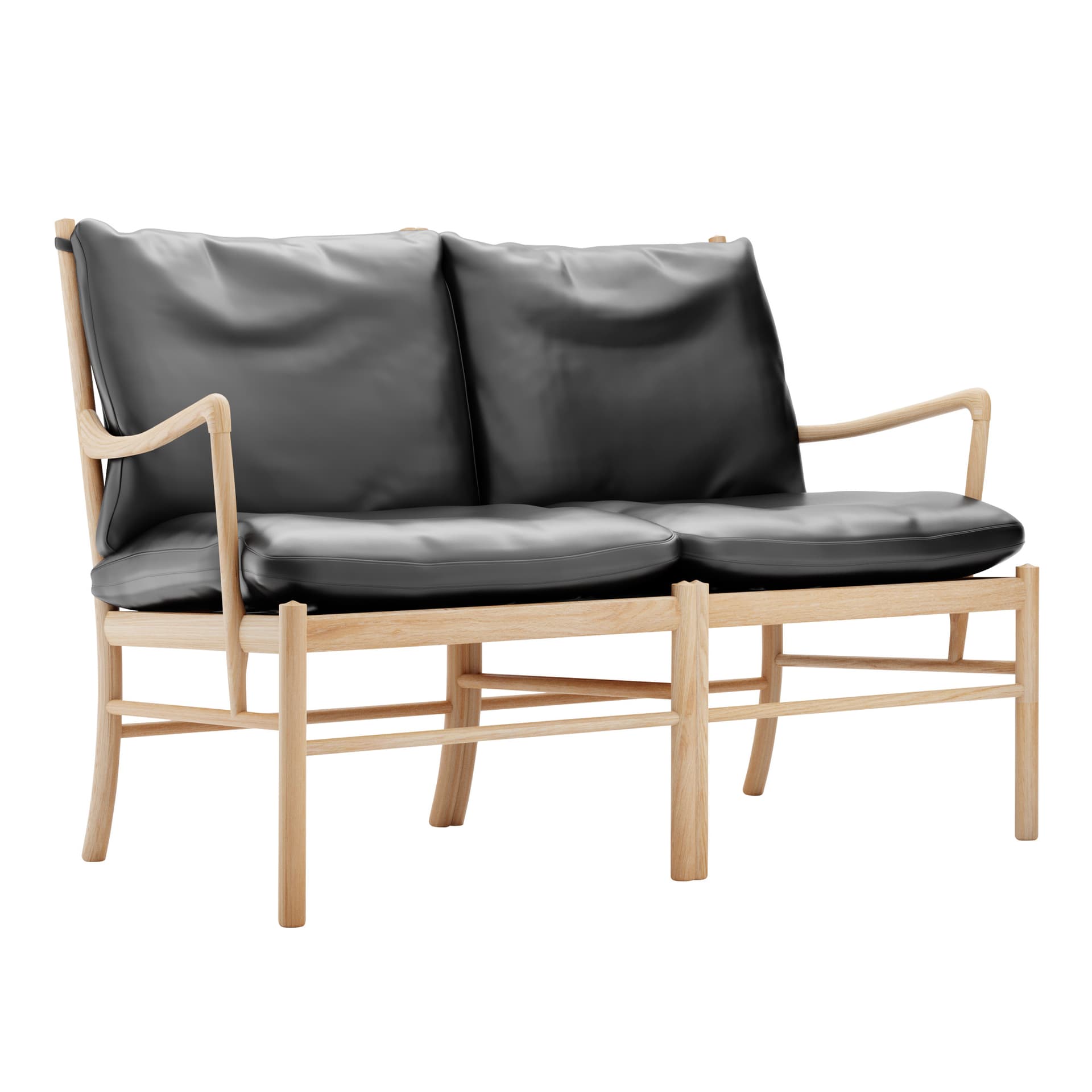 Carl Hansen - OW149-2 - Colonial Sofa, Oljad Ek, Lädergrupp B Thor - 301 - Sofaer - Ole Wanscher - Svart