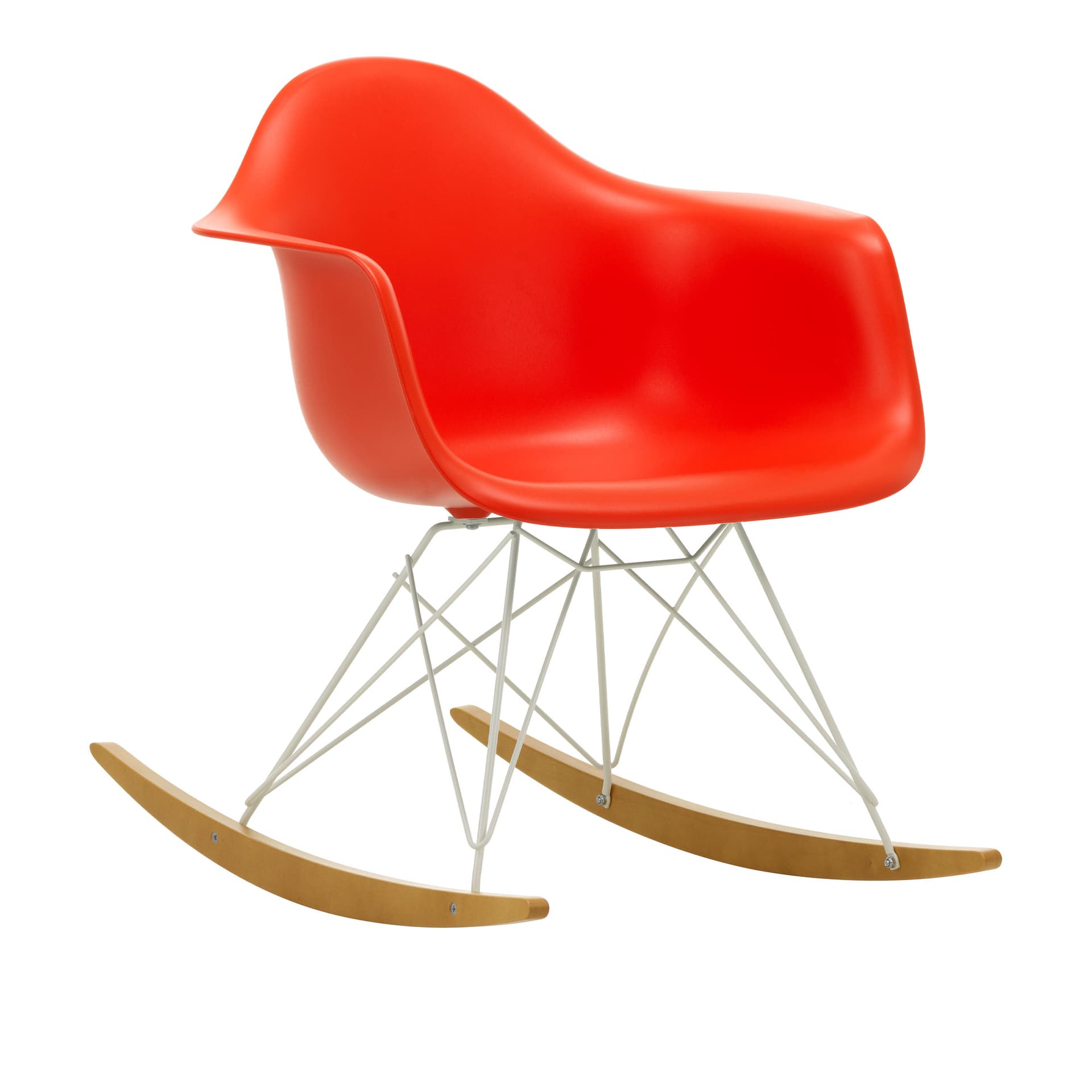 Vitra - Eames Plastic Armchair RAR - 03 Poppy Red - White Base - Golden Maple - Lenestoler - Charles & Ray Eames - Rød - Metall/Tre/Plast