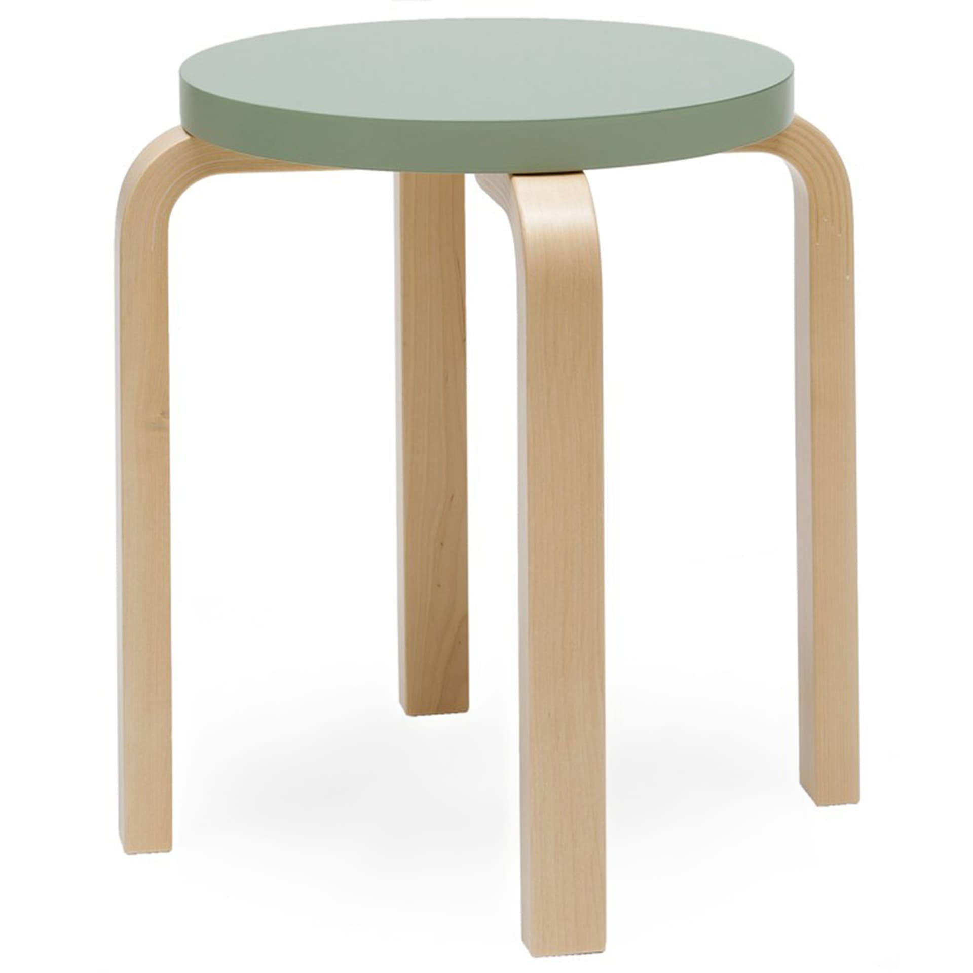 Artek - Pall E60, 4 ben, Klarlackade ben, Lackad grön sits - Krakker - Alvar Aalto - Grønn - Tre
