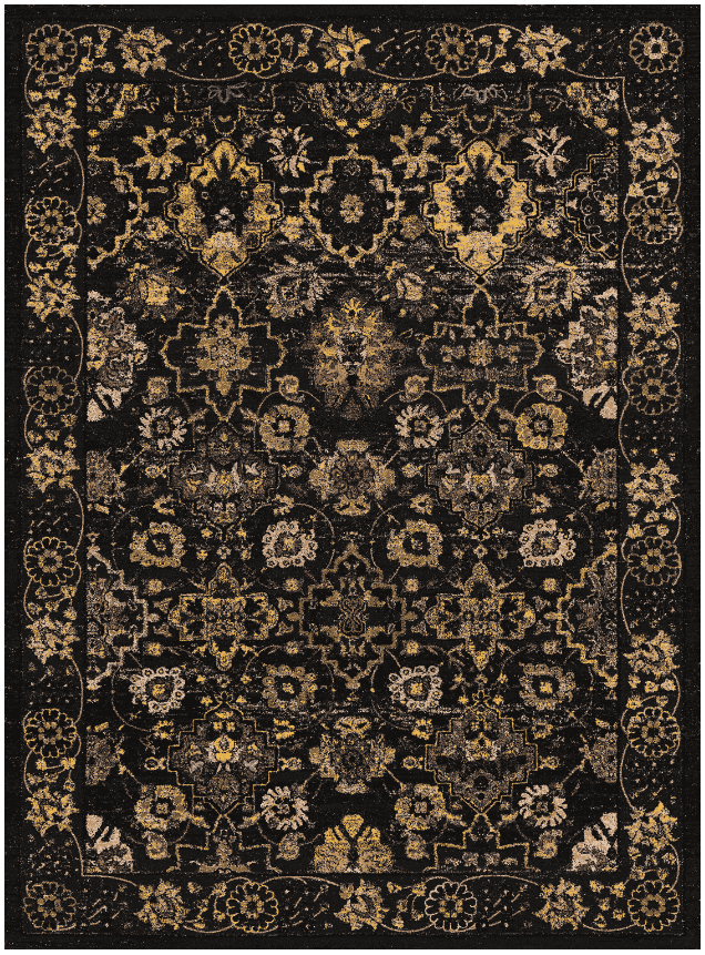 Wilton-teppe - Fernana (svart/gull) (Størrelse: 160 x 230 cm)