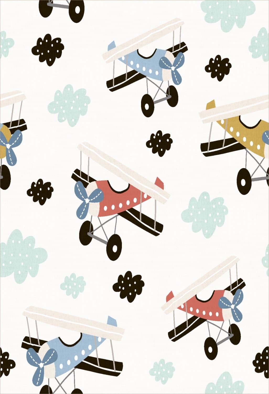 Barneteppe - Plane Travel (multi) (Størrelse: 120 x 170 cm)