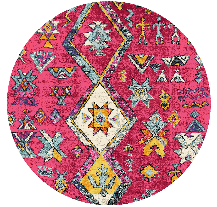 Rundt teppe - Misare (rosa/multi) (Størrelse: Ø 180 cm)
