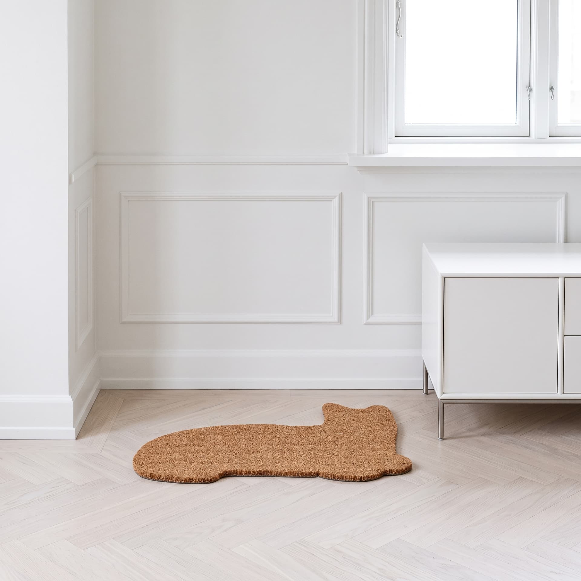 Kokos dørmåtte - Katte form - 74,5x43,5 cm