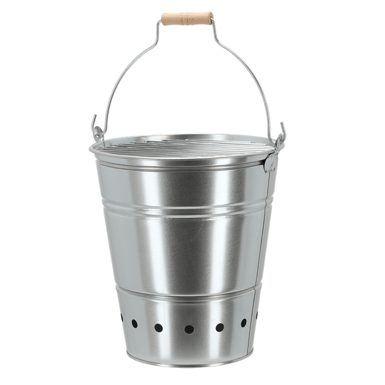Transportabel kulgrill i stål med håndtag – Ø30,8×H35,4 cm
