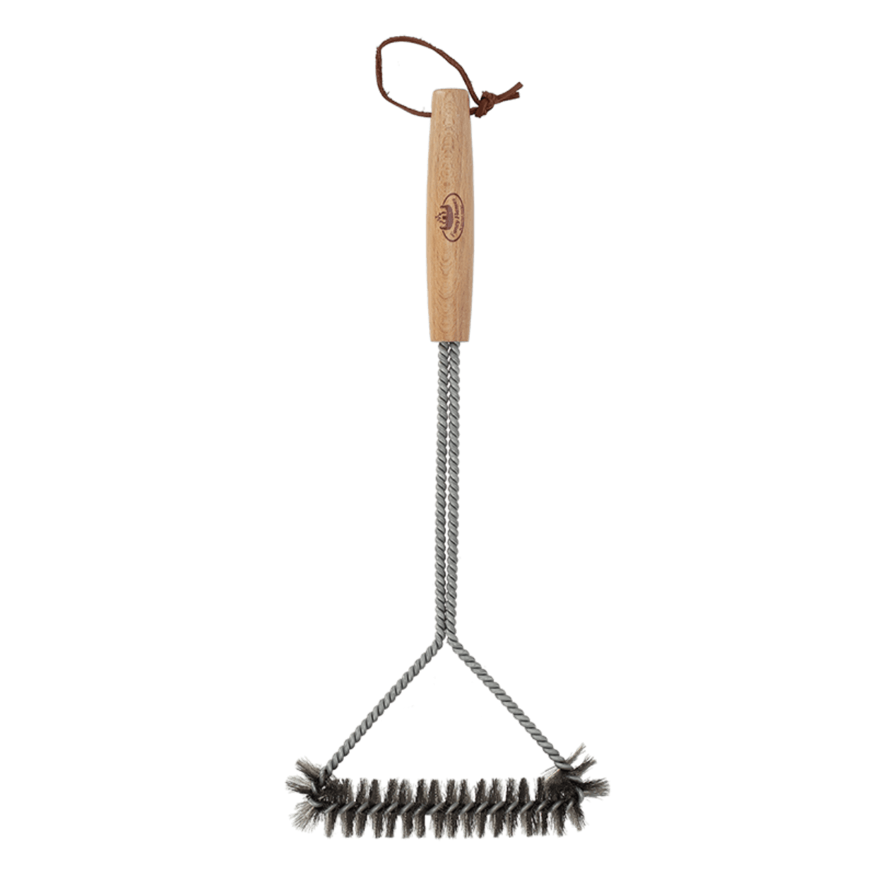 Grillbørste med håndtag, rustfrit stål, bøgetræ, L15.8xD3.1xH38.4 cm
