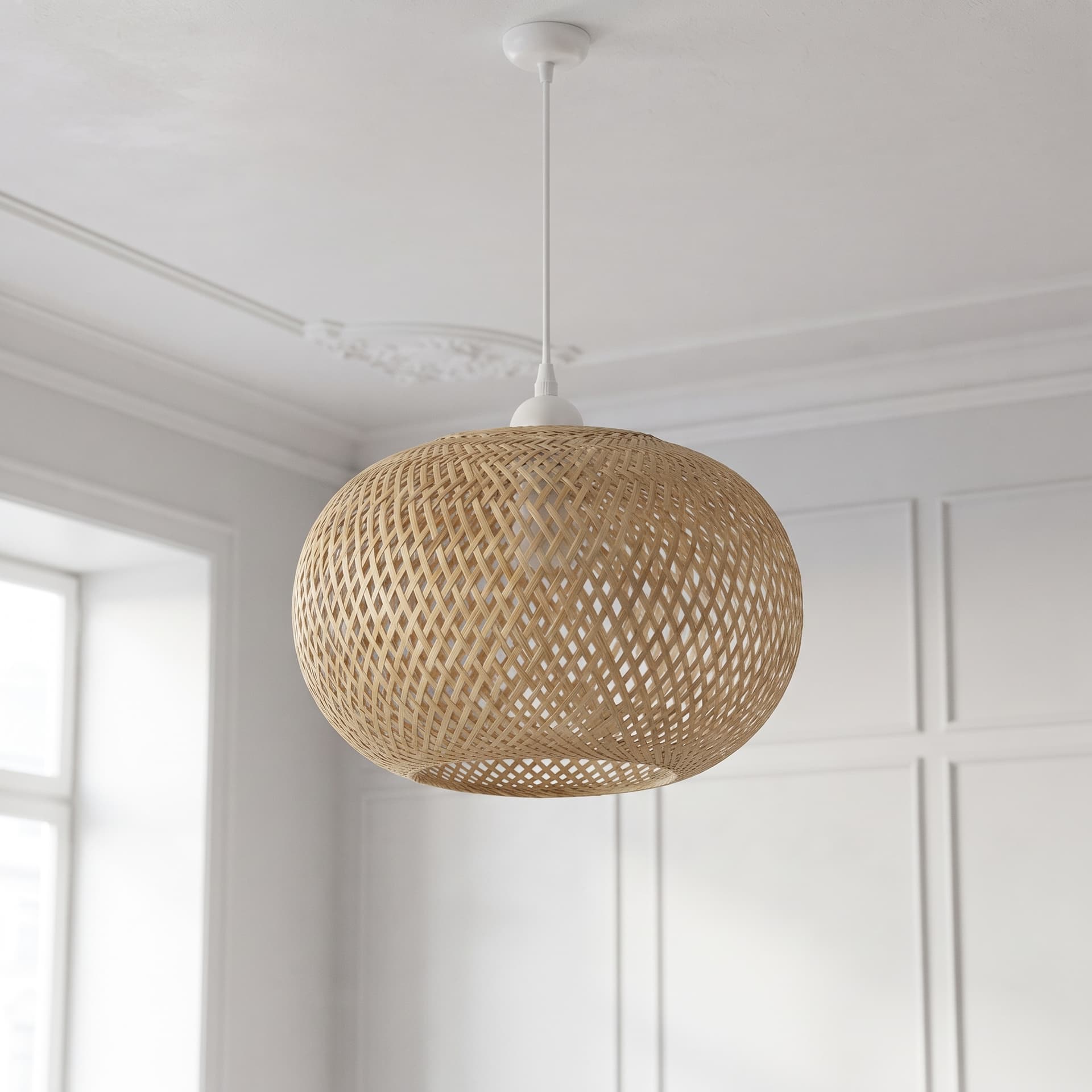 ELARA - Bambus loftlampe - Håndlavet pendel - Ø35xH25 cm