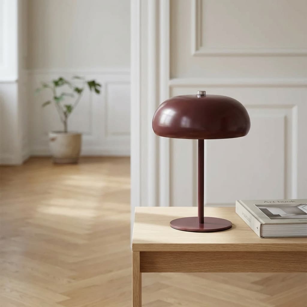 Bordeaux metal bordlampe - Genopladelig - Ø16 cm