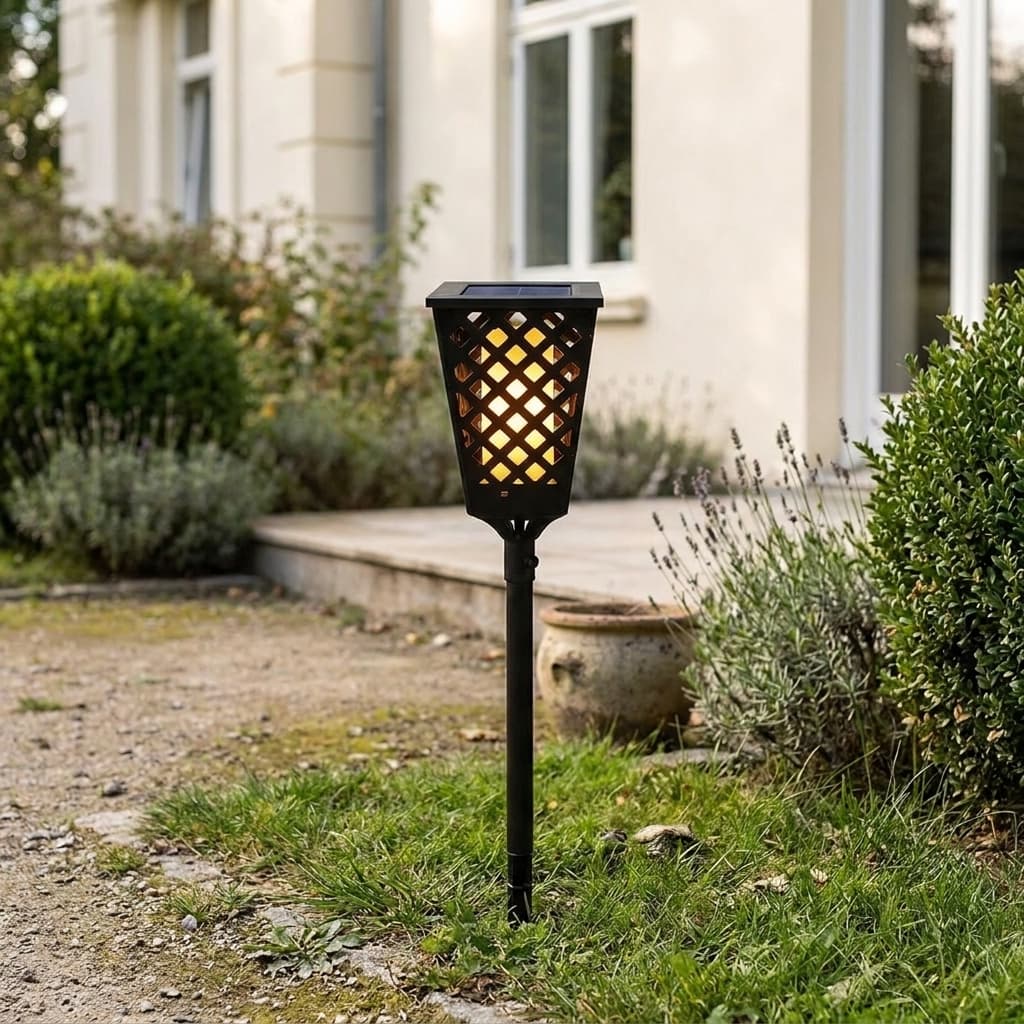 LED solcelle havefakkel med sensor - Op til 107 cm