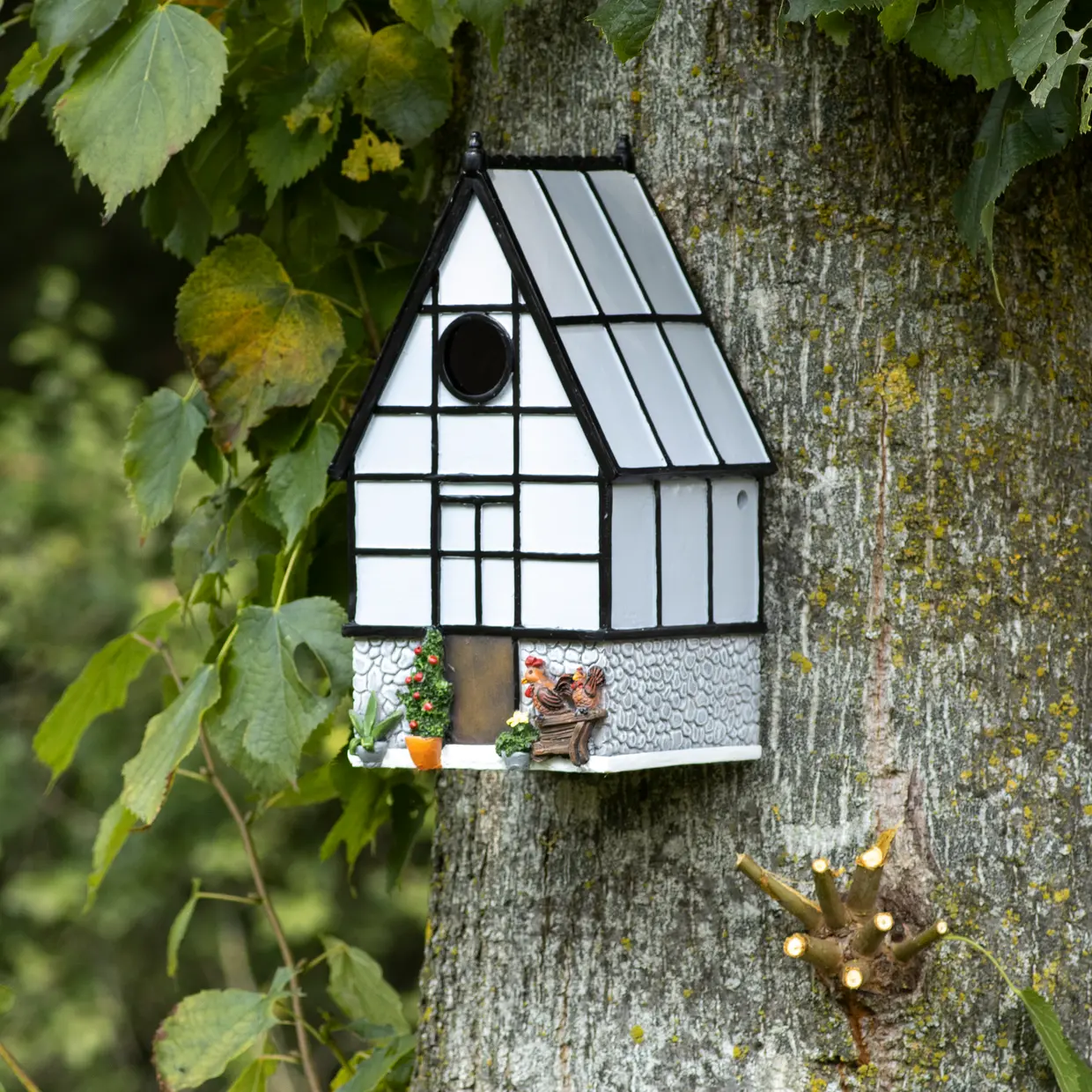 Fuglehus drivhus til blåmejse & småfugle – 13,2×12,8×H24,5 cm