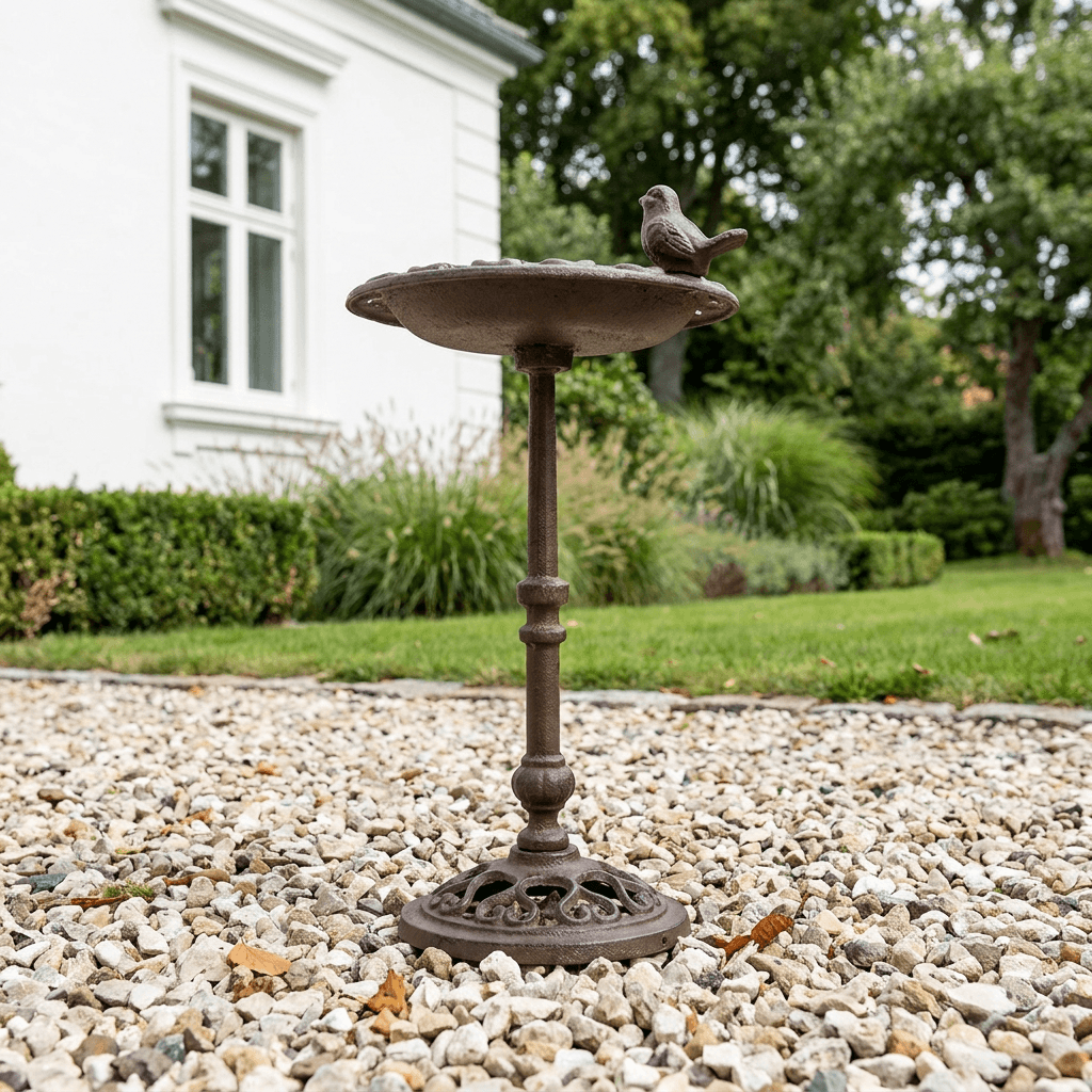 Fuglebad på stander i støbejern – 22,5×22,5×H38,5 cm
