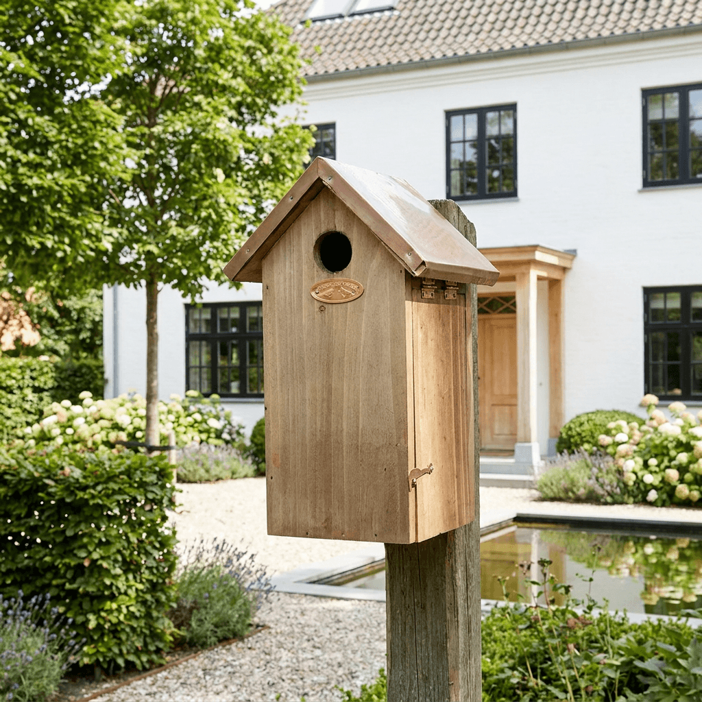 Fuglehus til musvit med kobbertag – 17×14×H29,7 cm