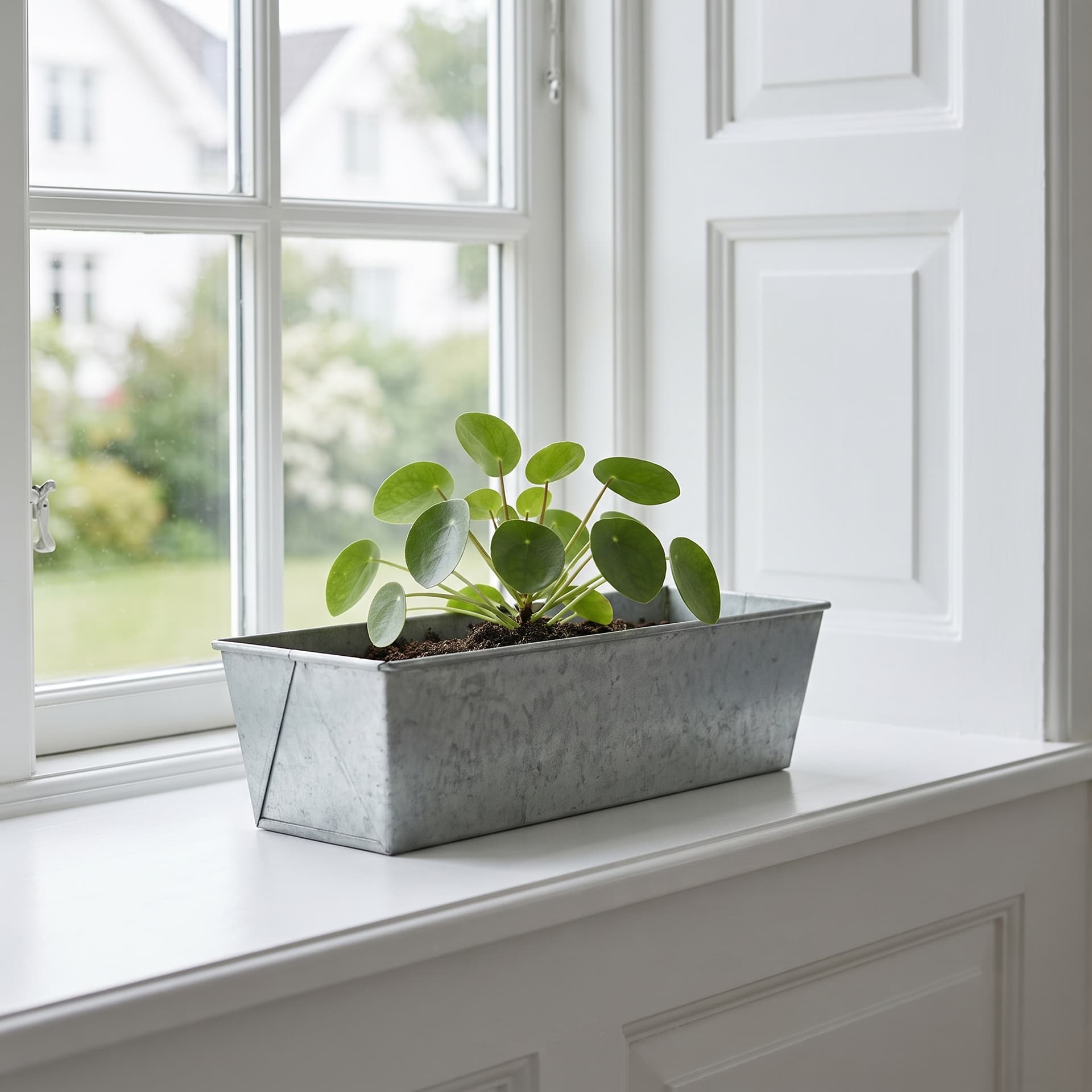 VERA – Rektangulær zink potteskjuler til planter – 29×8×H7,5 cm