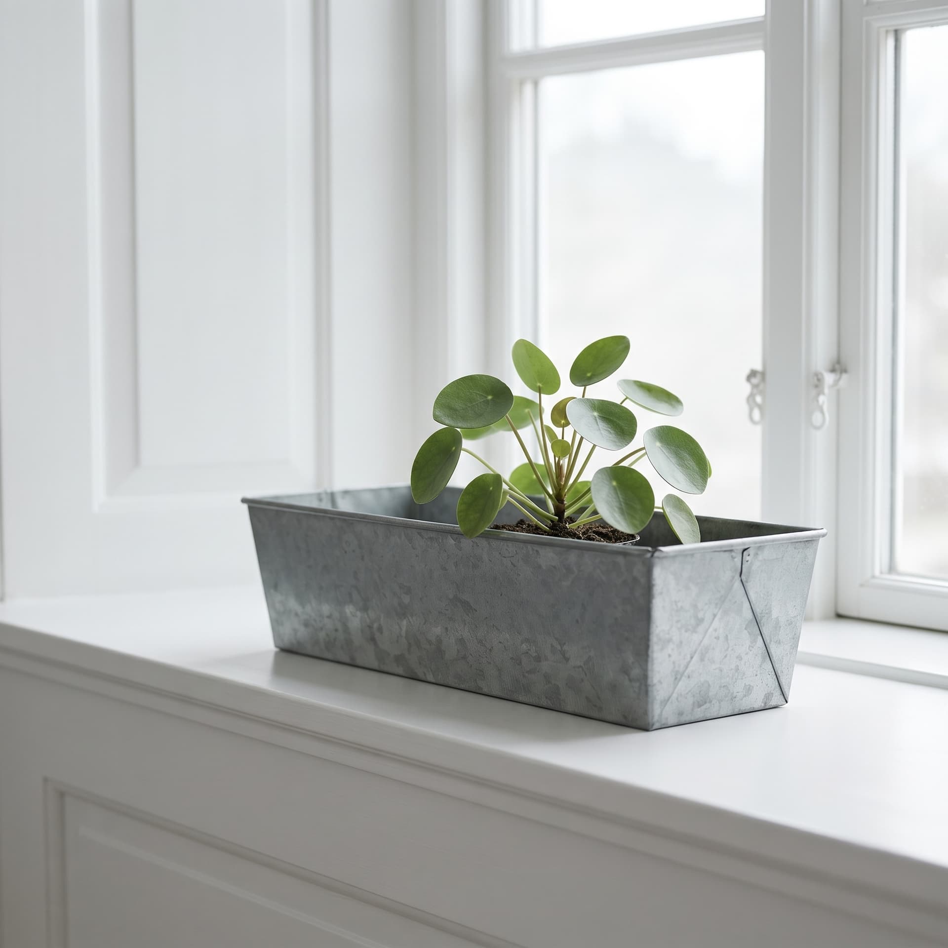 VERA – Rektangulær zink potteskjuler til planter – 35x8xH7 cm