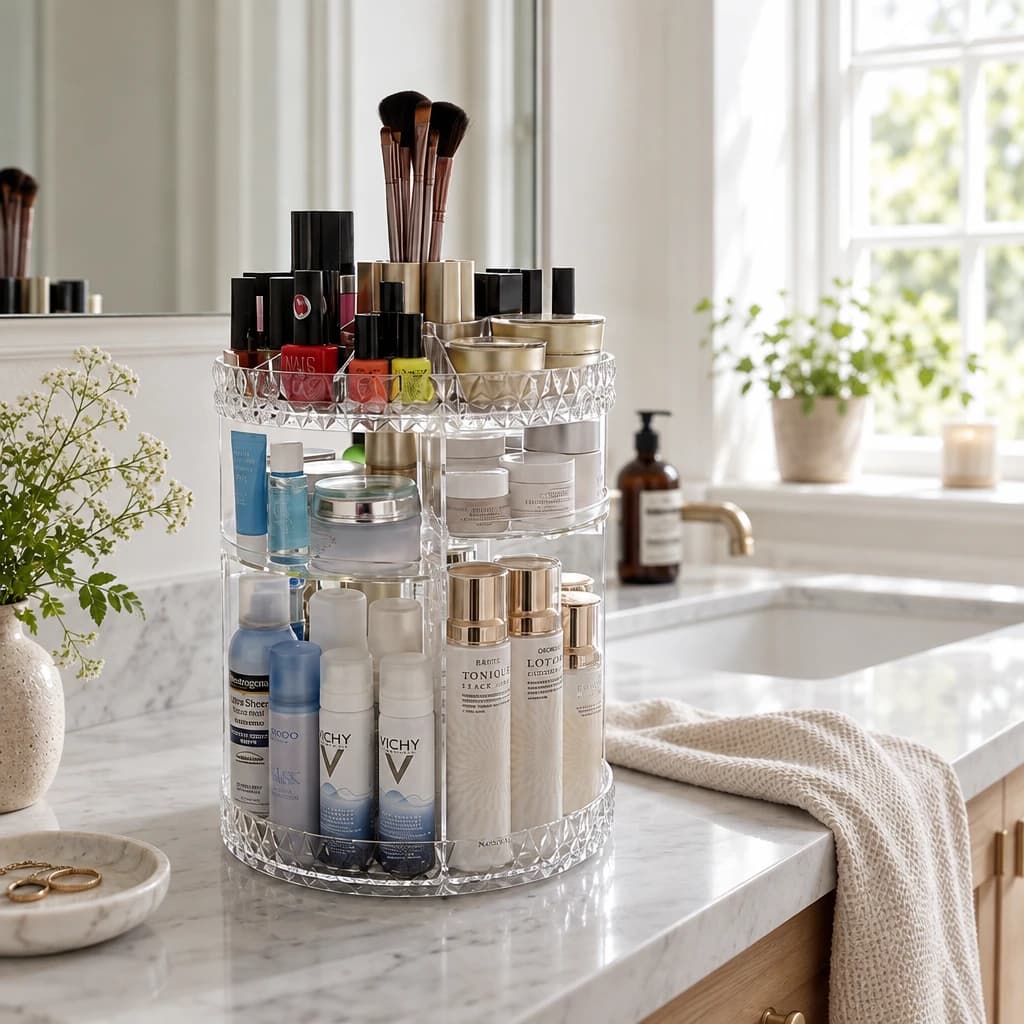 360° Roterende transparent makeup organizer
