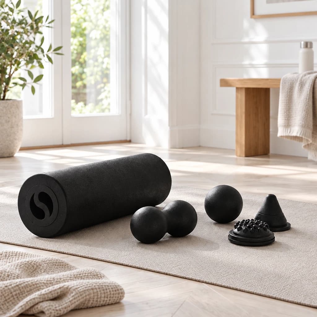AKTIV – Foam roller og massagesæt med 5 dele i hård EPP-skum – Sort