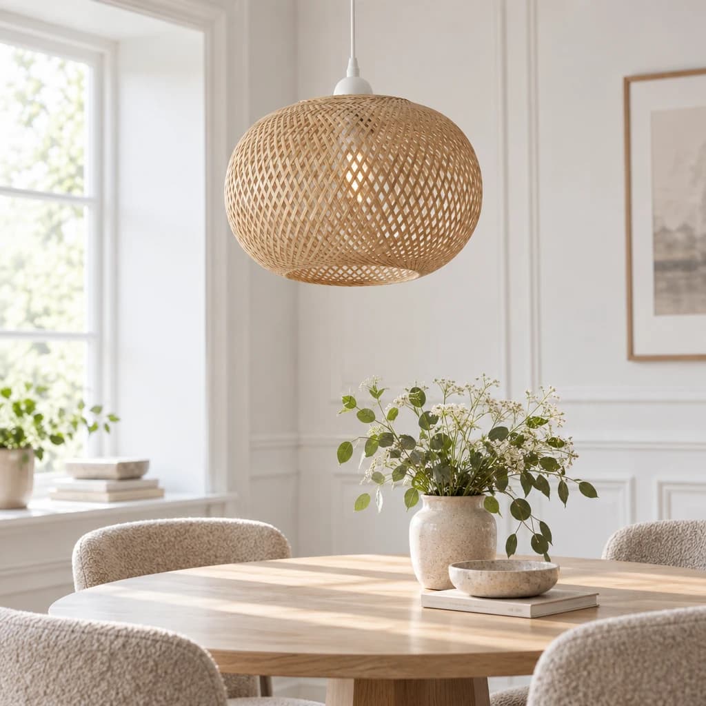 ELARA - Bambus loftlampe - Håndlavet pendel - Ø35xH25 cm