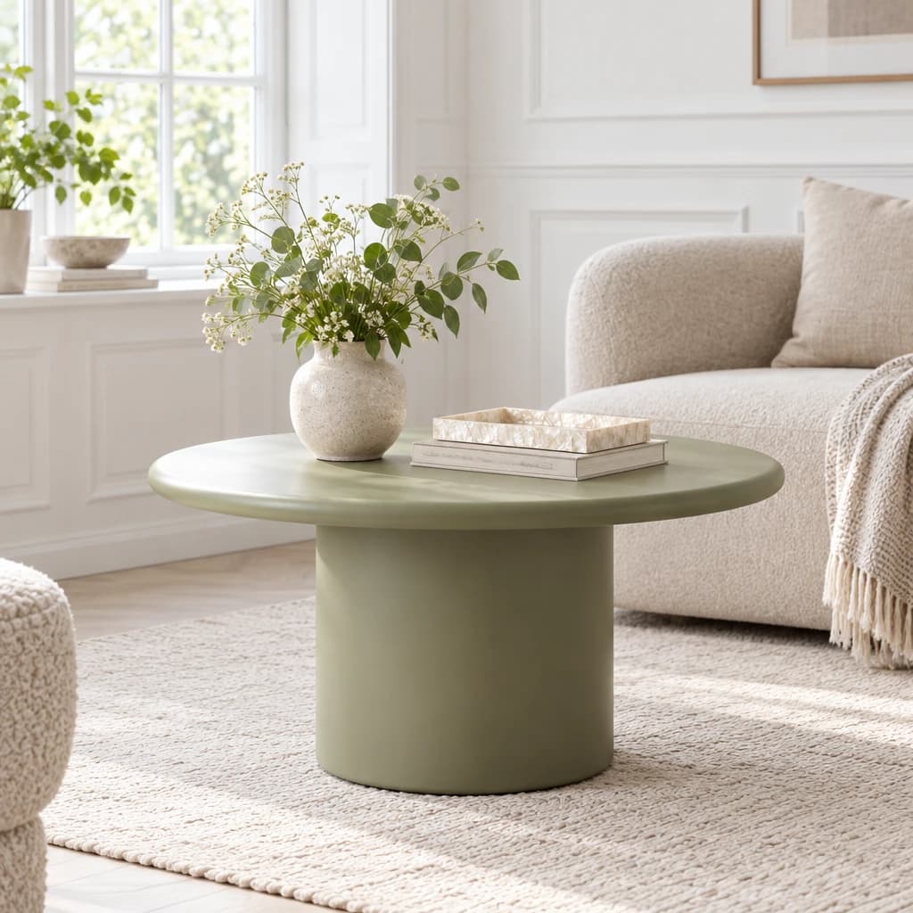 ELVA – Rundt sofabord i grøn – Ø80×H40 cm