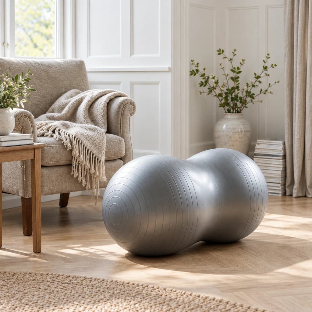 Peanut fitnessbold 40 cm med pumpe – Dobbelt rehabiliterings- & balancebold i sølv