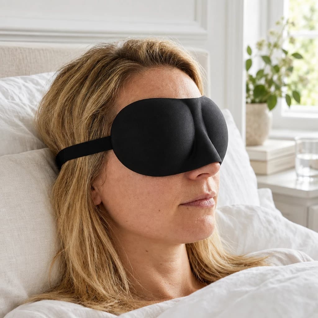Sort 3D sovemaske - Formstøbt med lys blokering