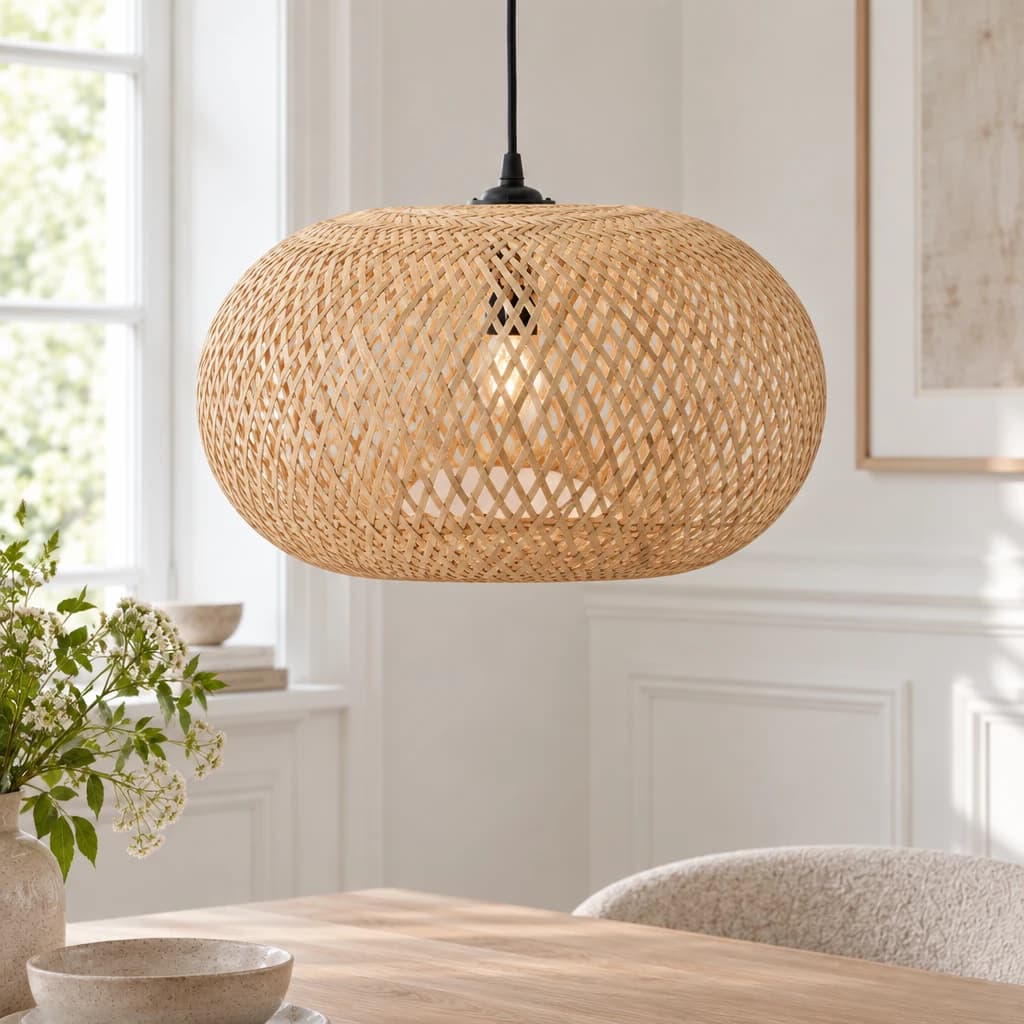 Stor bambus lampe - Ø38xH31 cm