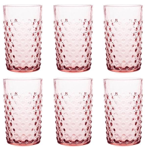 Klimchi - Hobnail glass 20 cl 6 stk rosaline