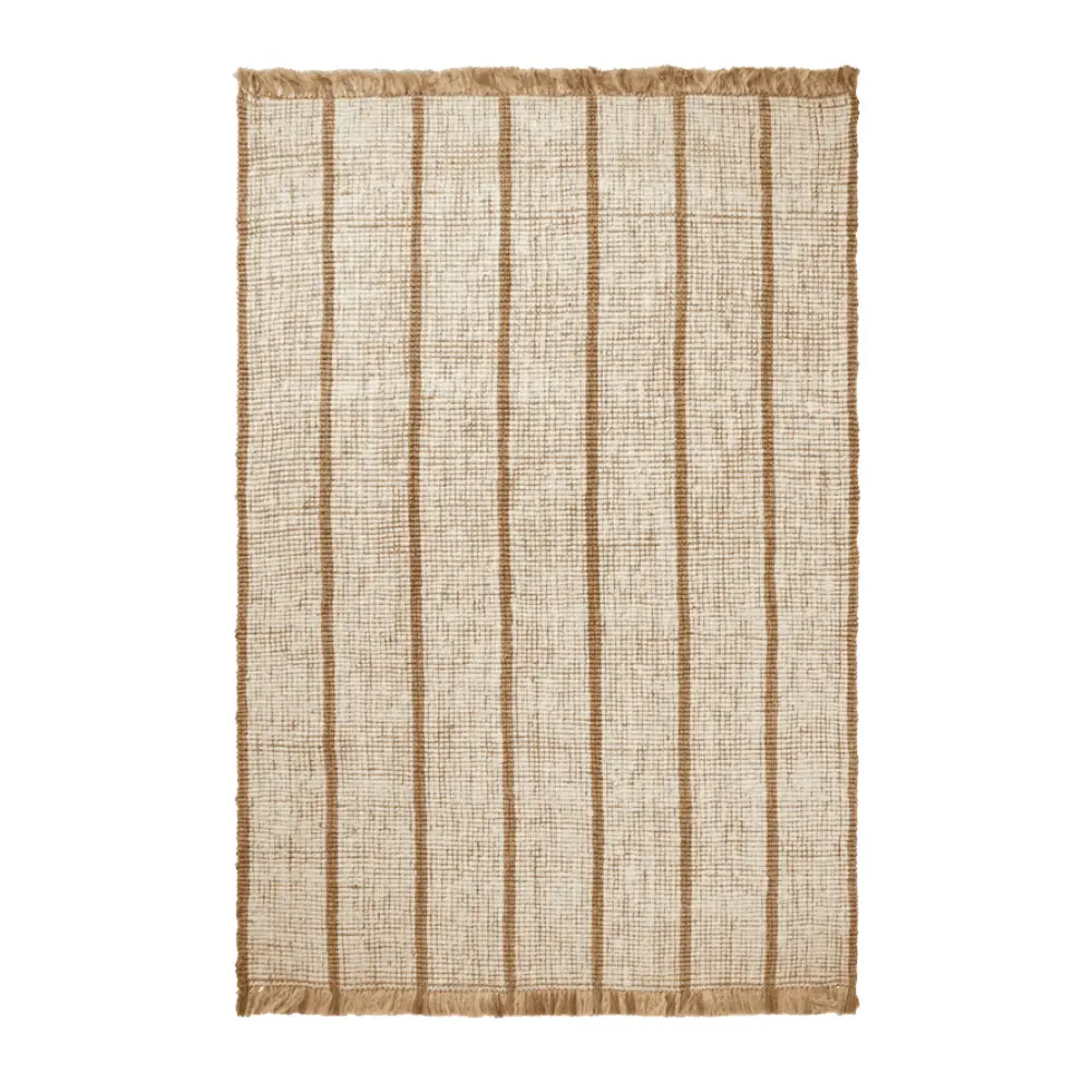 Ferm Living, Athens håndvævet jute-tæppe 200x300 cm - Natural/Off-white