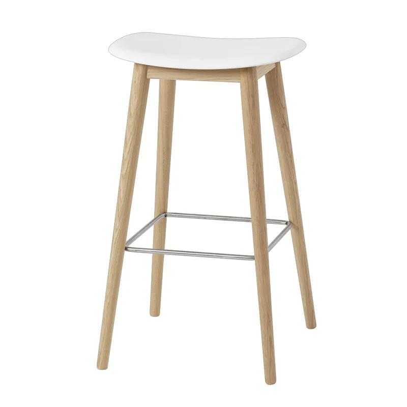 Muuto, Fiber barpall høj Wood Base - 75 cm - Natural White/Oak