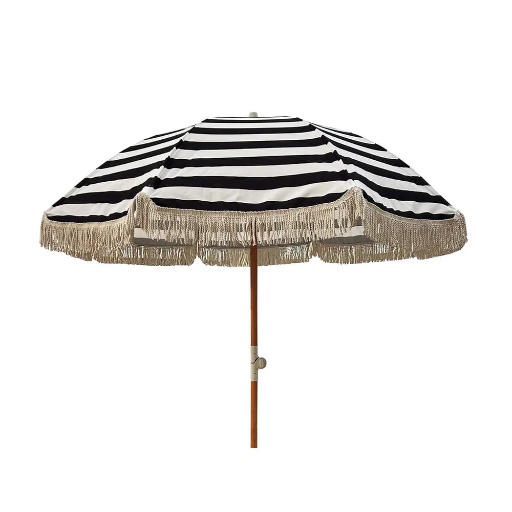 Hillerstorp, Parasol med frynser Ø200 cm Sort/hvid
