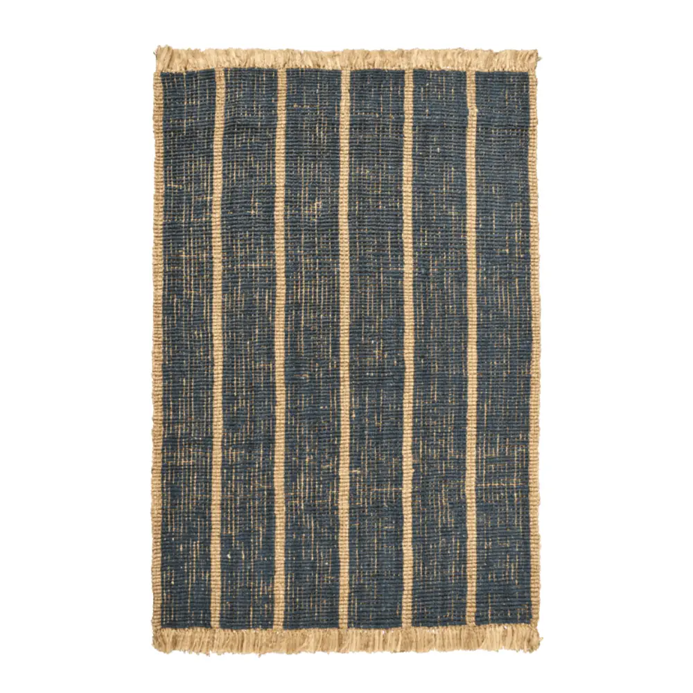 Ferm Living, Athens håndvævet jute-tæppe 170x240 cm - Natural/Ink Blue