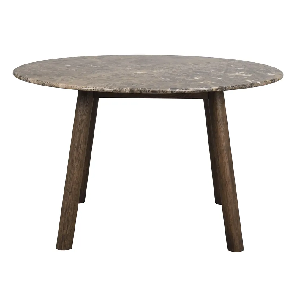 Rowico Home, Taransay spisebord Ø125 cm brun marmor/brun eg