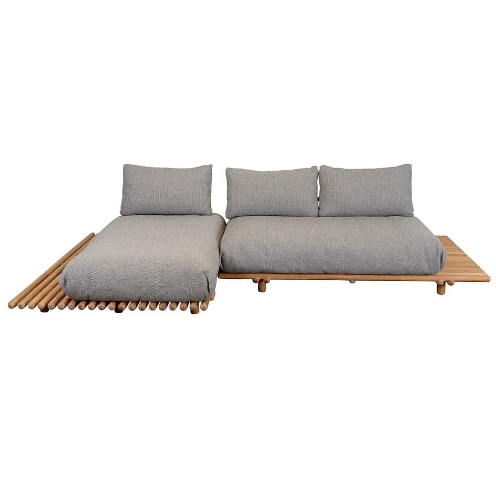 Cane-line, Sticks sofa m/chaiselong Teak/light brown