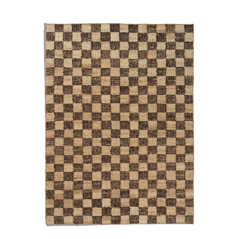Ferm Living, Håndvævet Uldtæppe Check 140x200 cm Coffee