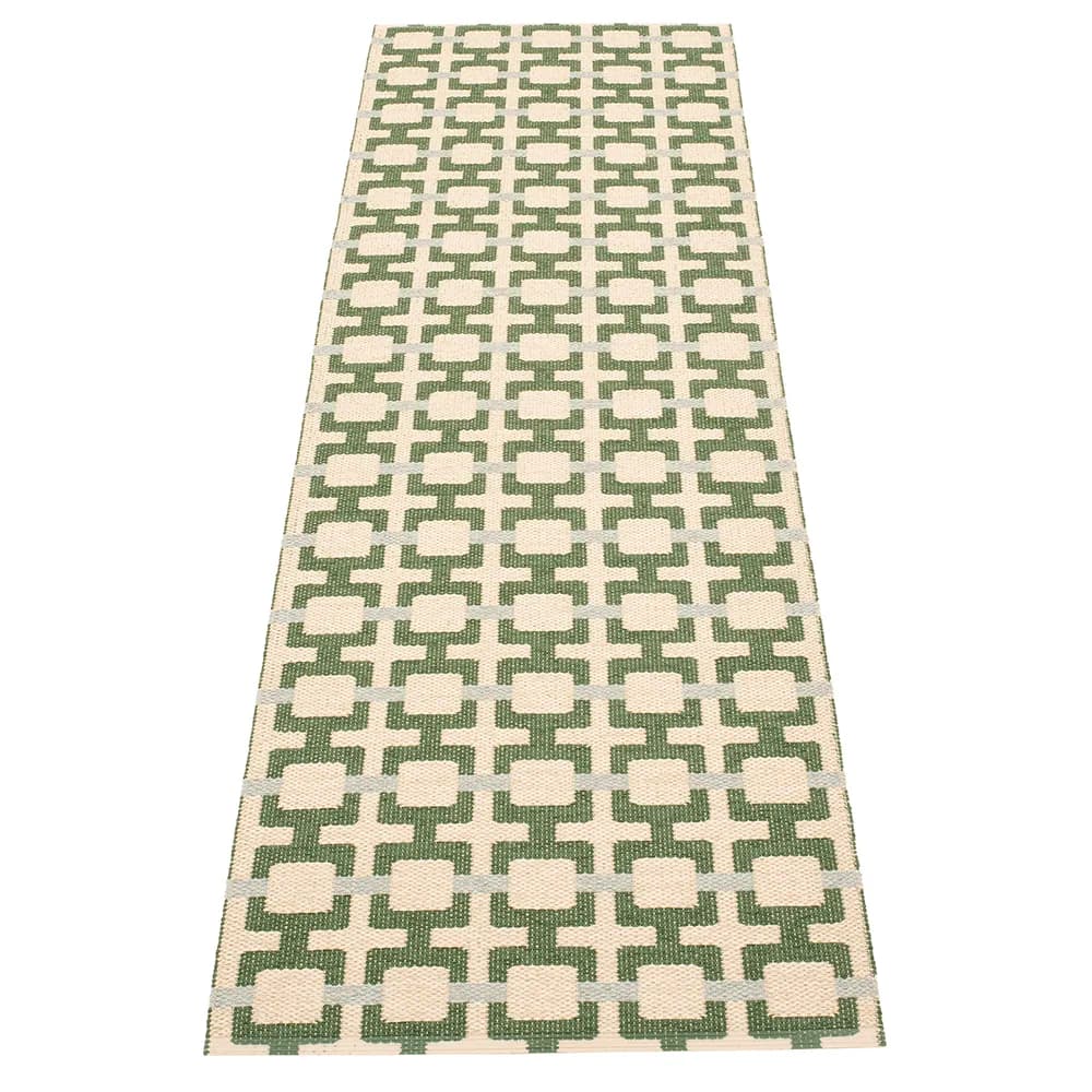 Pappelina, Tom tæppe Leaf/Cream/sage 70 x 240 cm