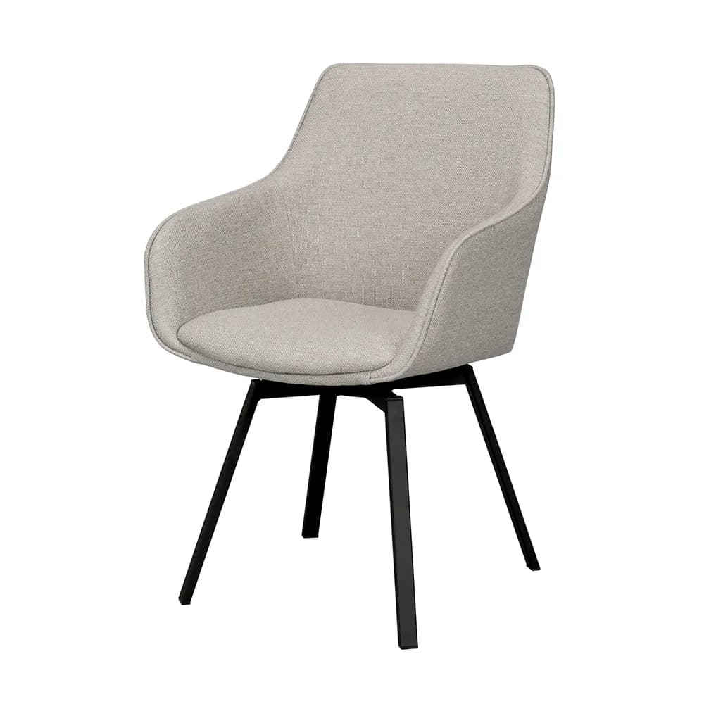 Rowico Home, Alison stol med armlæn beige stof/ben i sort metal