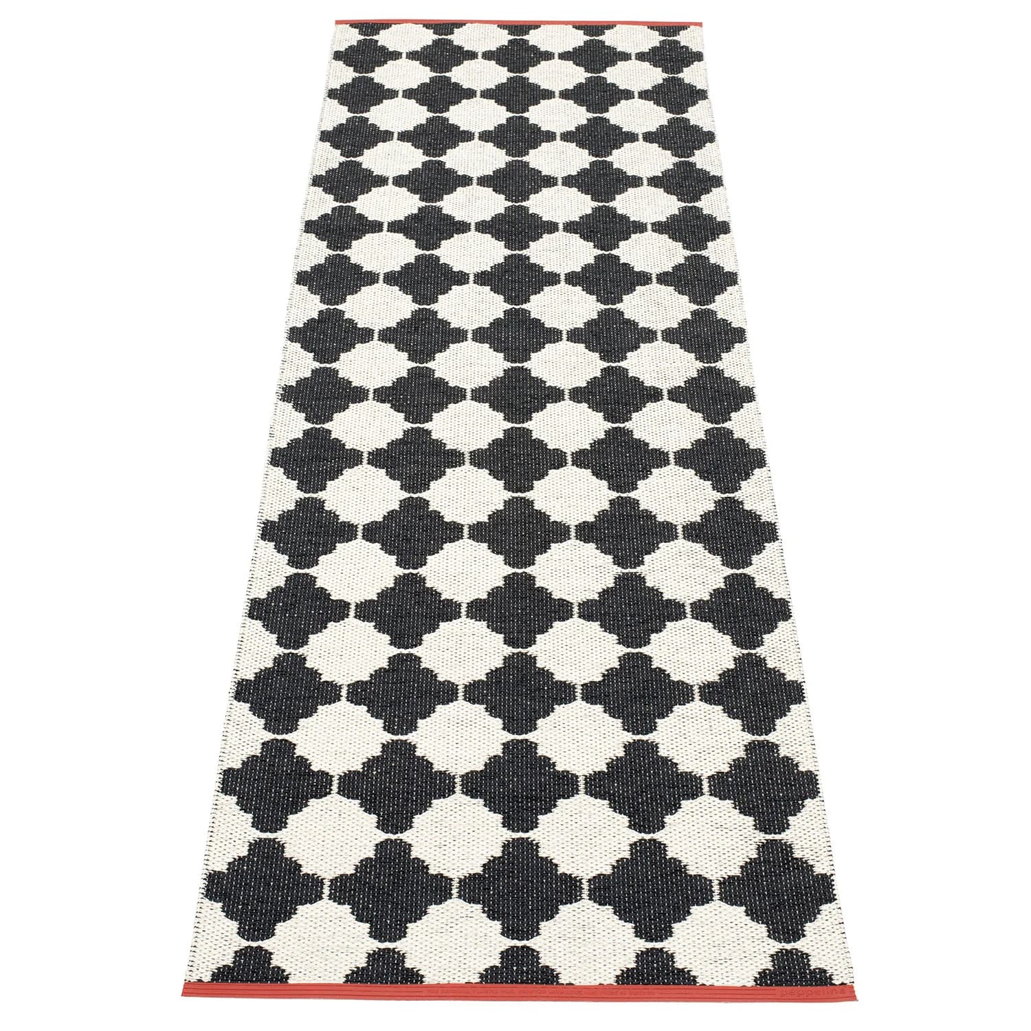Pappelina, Marre tæppe 70x225 cm black / vanilla coral stripe