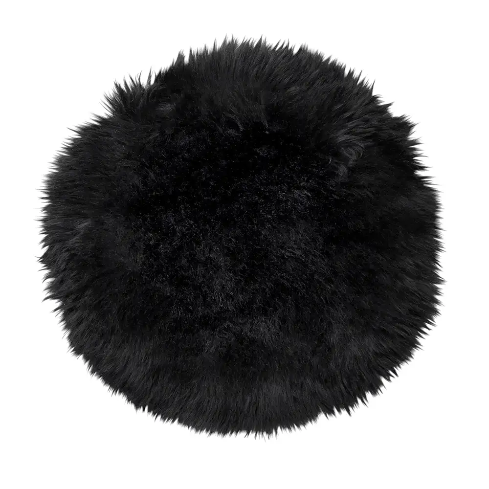 Skinnwille, Gently Siddepude i fårskind ø34 cm Black
