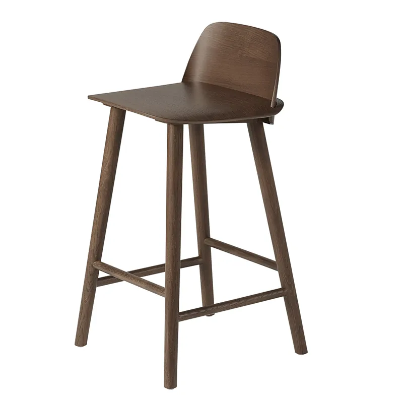 Muuto, Nerd barstol 65 cm - med fodstøtte i metal - Stained Dark Brown