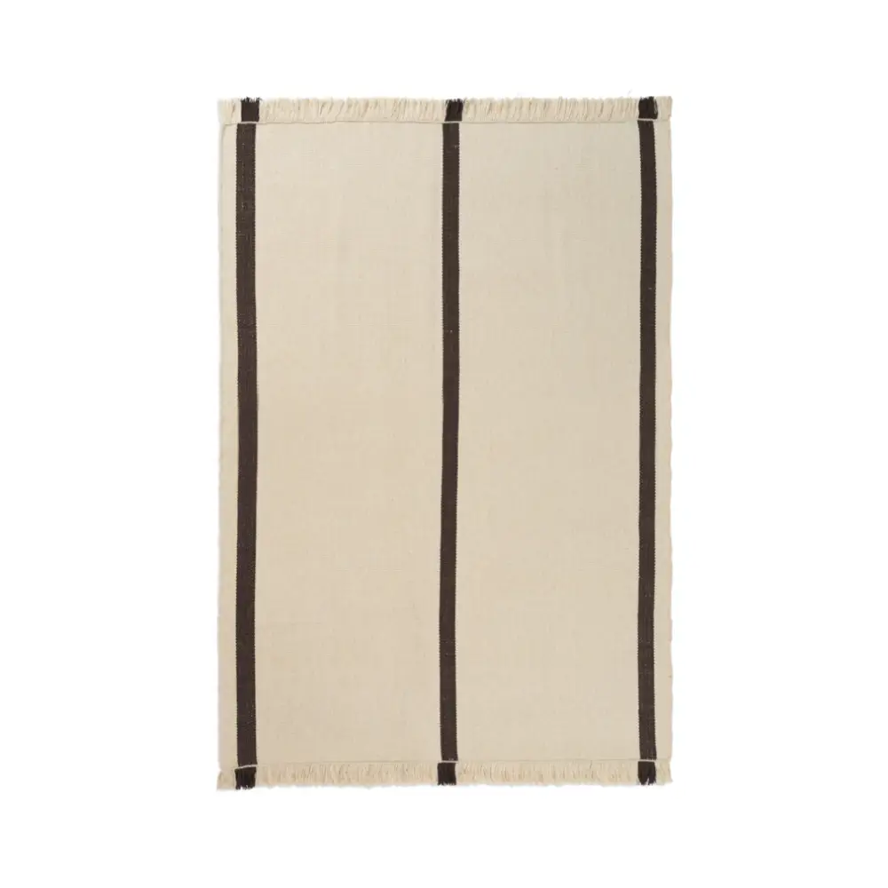 Ferm Living, Calm Kelim Tæppe 140x200 cm - Off-white/Coffee