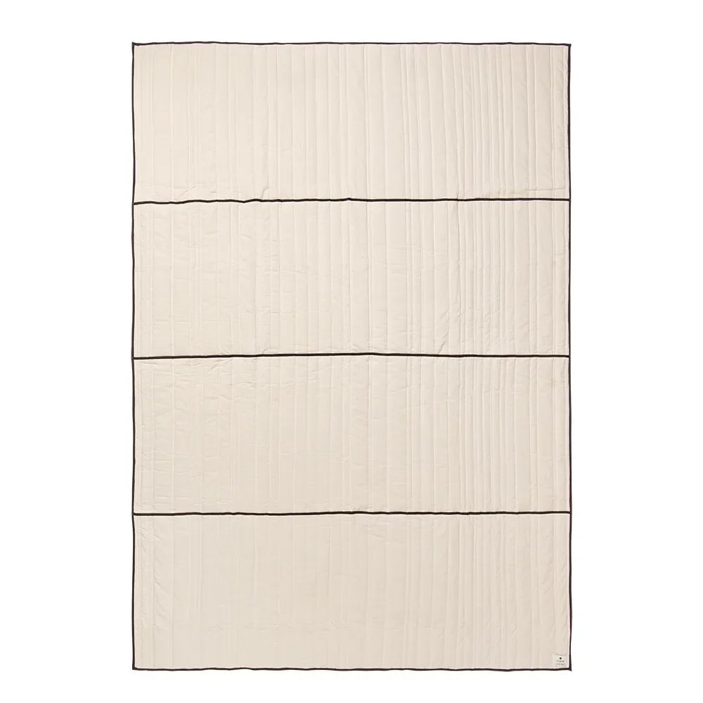 Ferm Living Vari quiltet sengetæppe Natural-dark chocolate, 260x180 cm