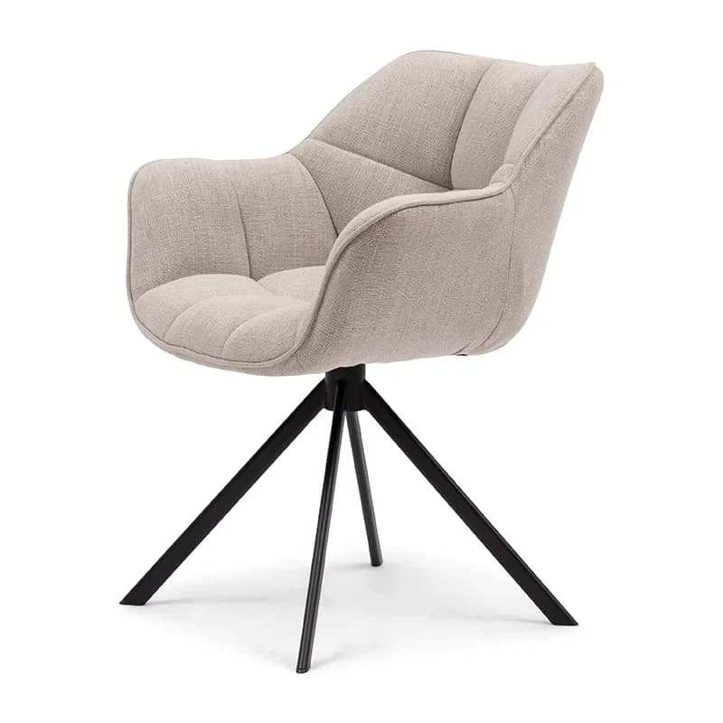 Riviera Maison, Carnaby stol med armlæn mouliné linen fabulous flax