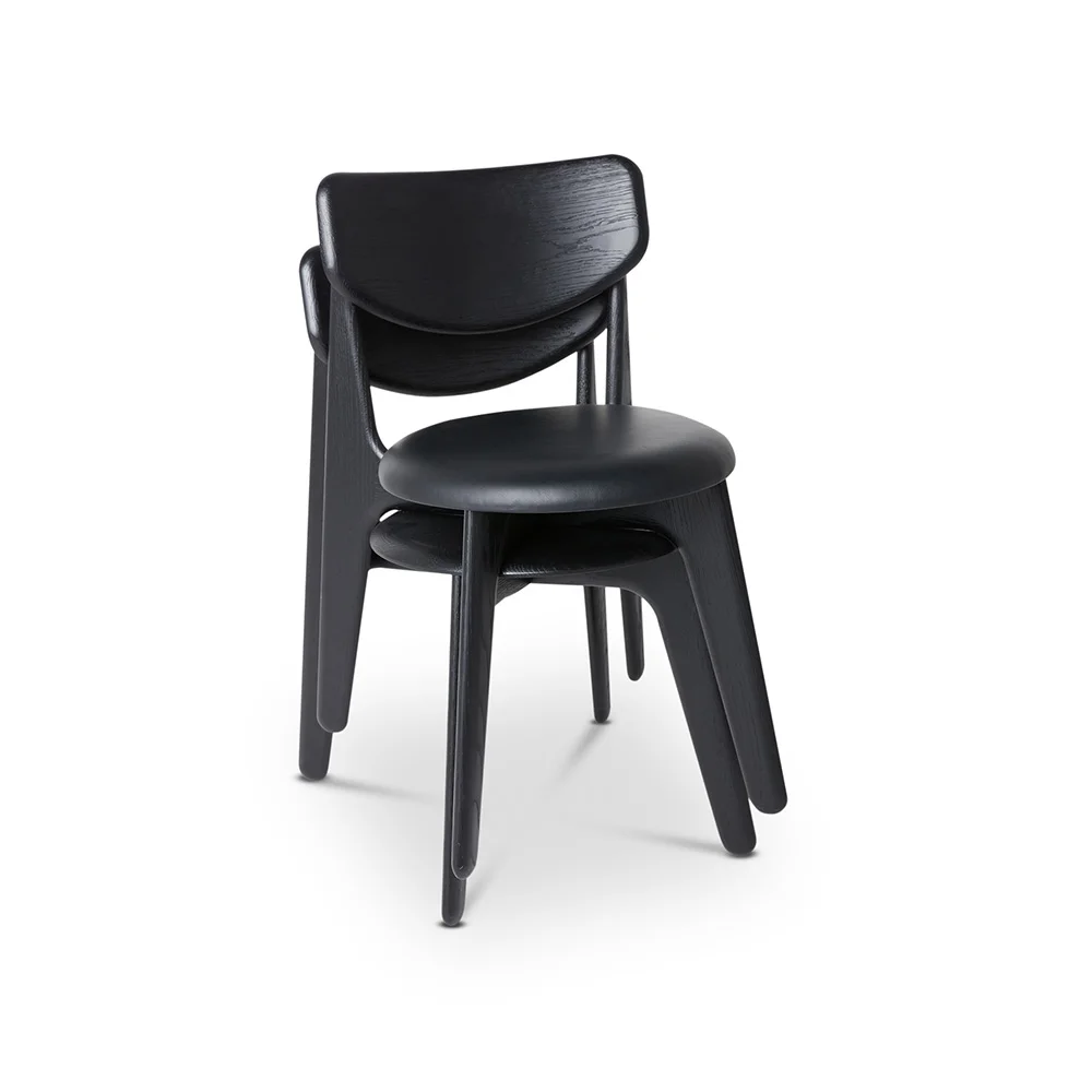 Tom Dixon Slab spisebordsstol polstret sæde Black oak-black leather