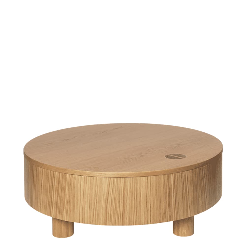 Ferm Living, Olles sofabord med opbevaring - Ø80 - Natur Egefiner