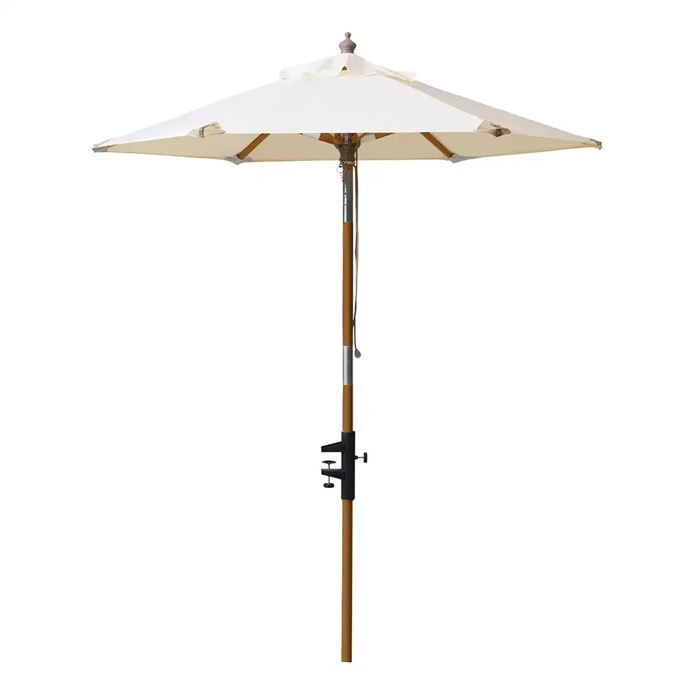 Cinas, 180 cm Balkon parasol hvid/teaktræ