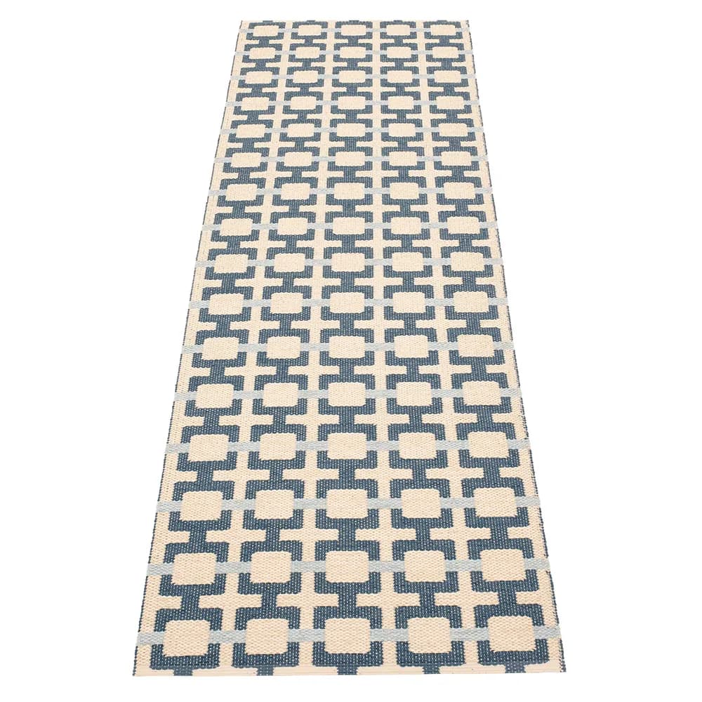 Pappelina, Tom tæppe Ocean Blue/Cream/Blue Fog 70 x 240 cm