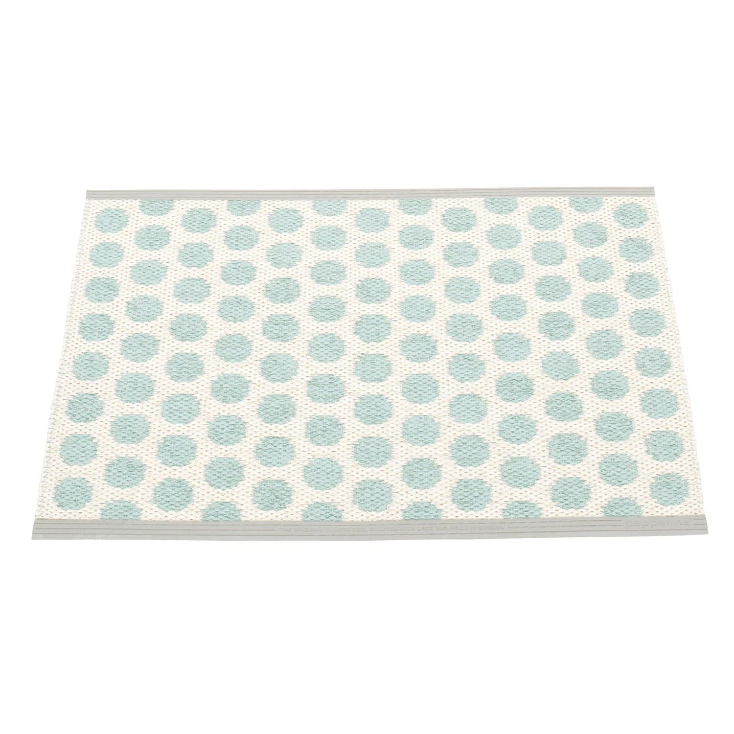 Pappelina, Noa tæppe 70x50 cm pale turquoise / vanilla / warm grey stripe