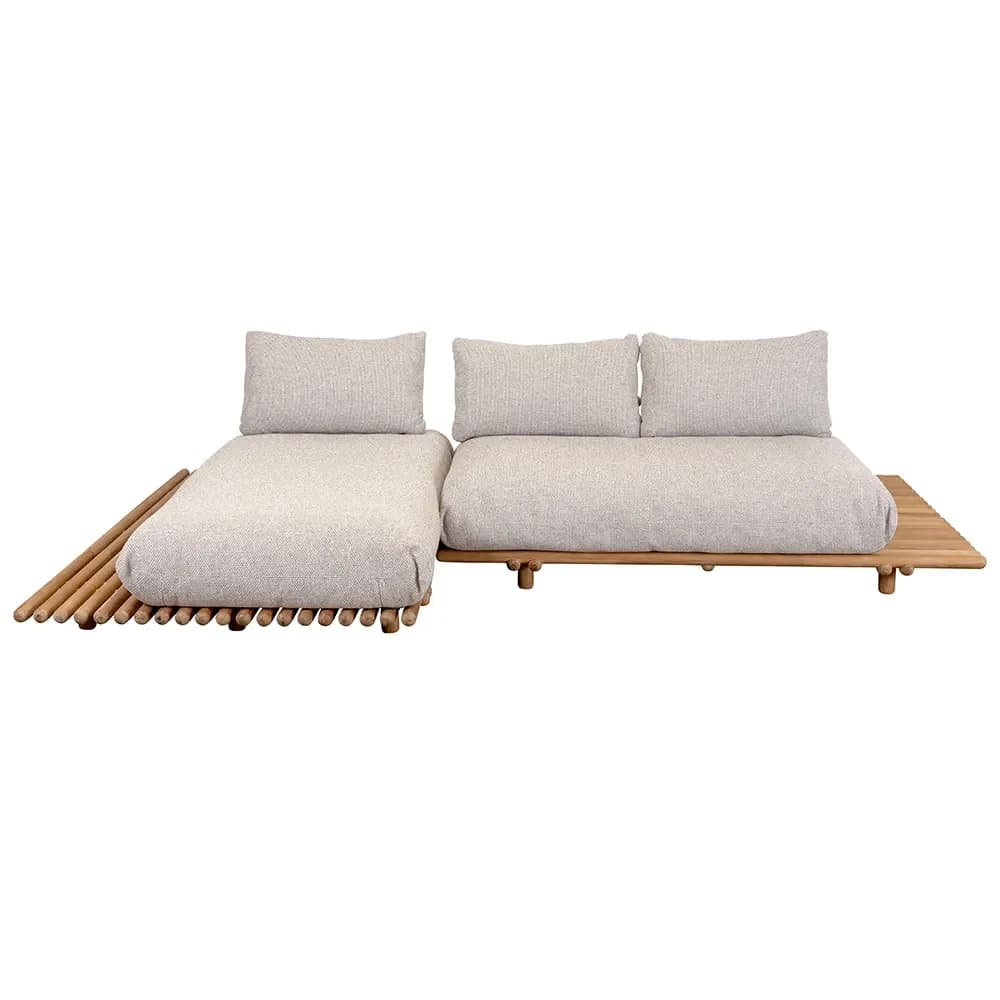 Cane-line, Sticks sofa m/chaiselong Teak/desert sand