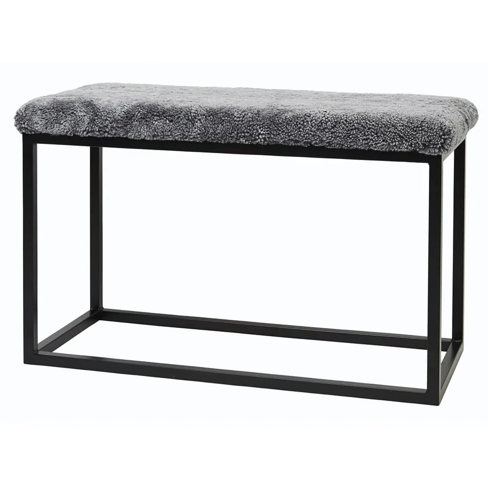 Skinnwille, Palle Bænk fåreskind 80x35 cm Charcoal/Black