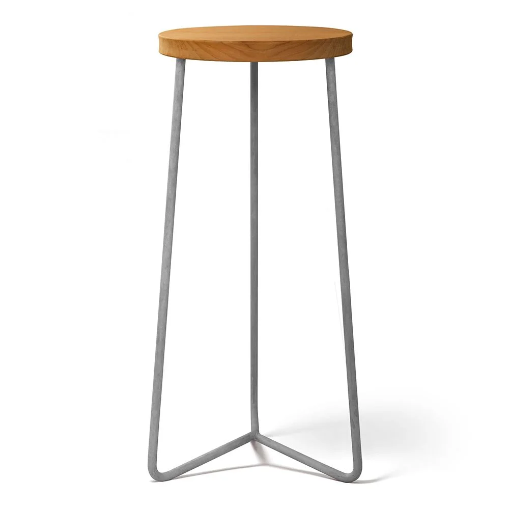 Grythyttan Stålmöbler, Skammel V1 63 Ubehandlet Teak/Varmgalvaniseret Understel Grythyttan Stålmöbler