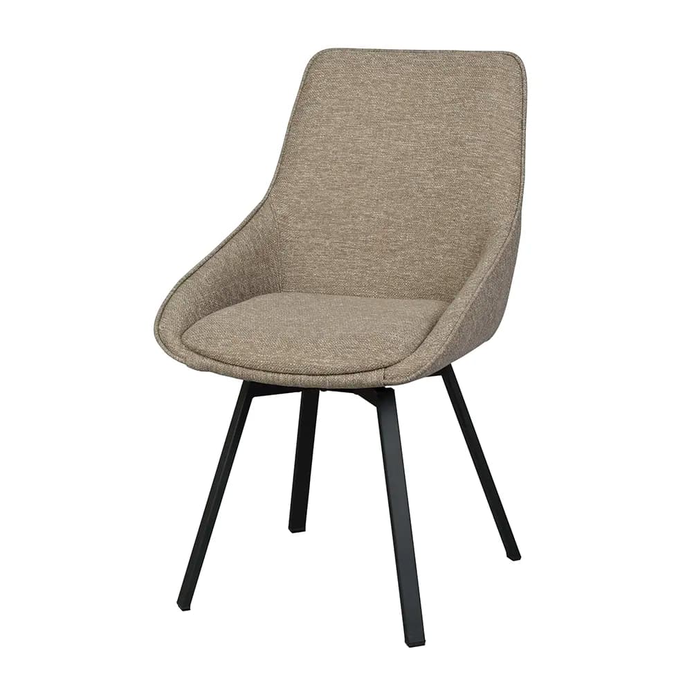 Rowico Home, Alison stol mørkebeige stof/ben i sort metal