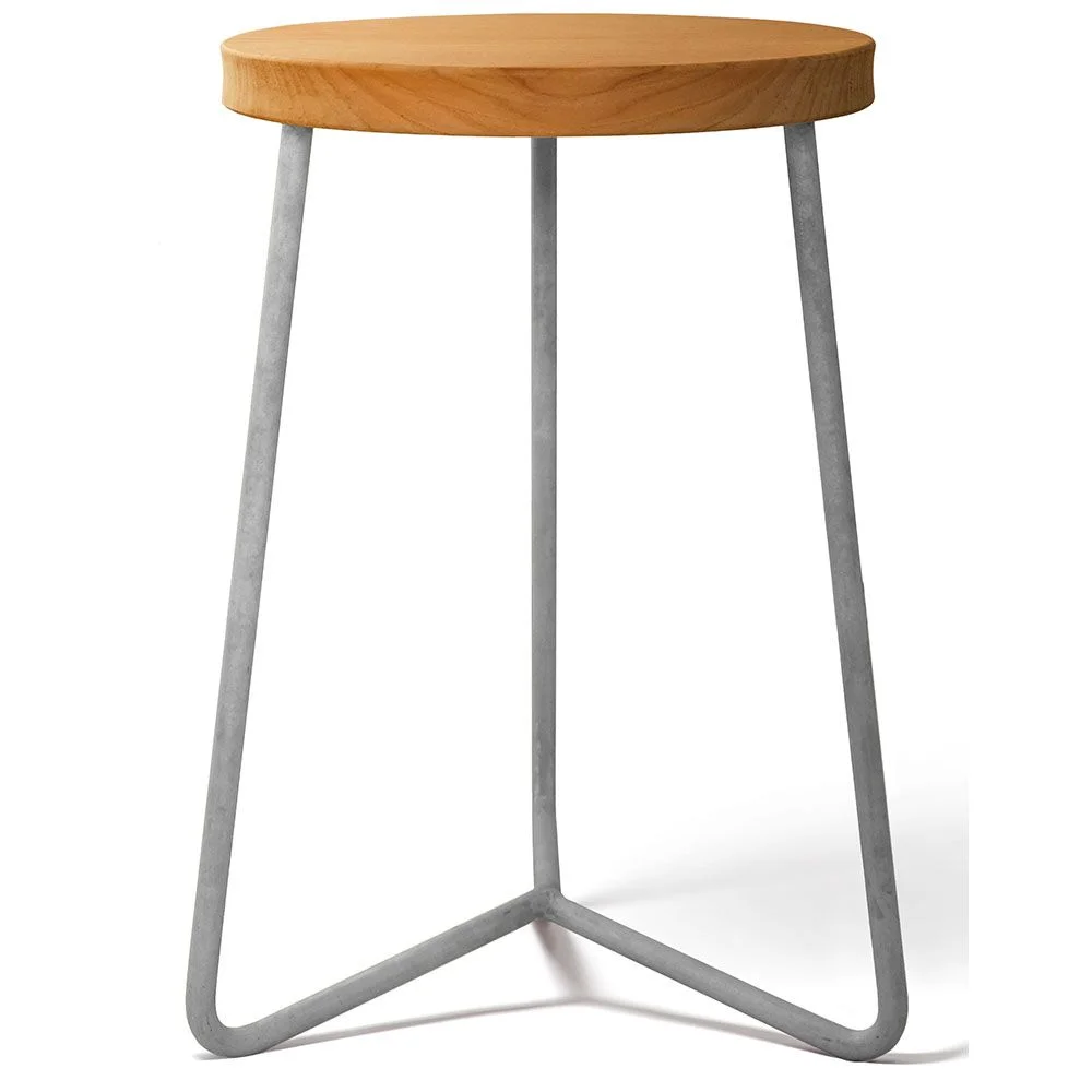 Grythyttan Stålmöbler, Skammel V1 45 Ubehandlet Teak/Varmgalvaniseret Understel Grythyttan Stålmöbler